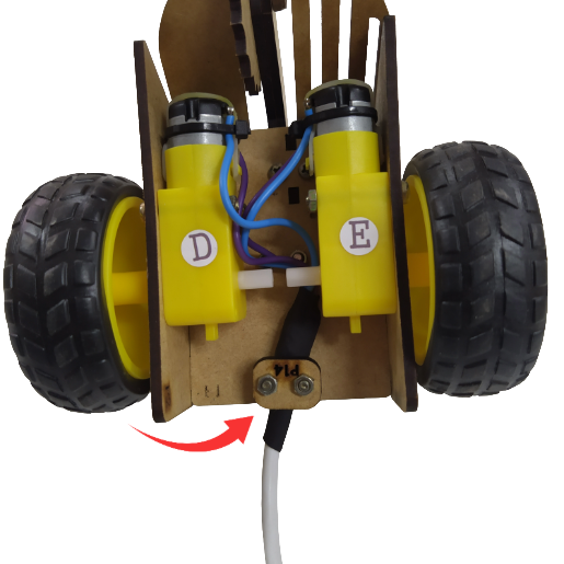 Visão inferior da Fixação da trava do cabo